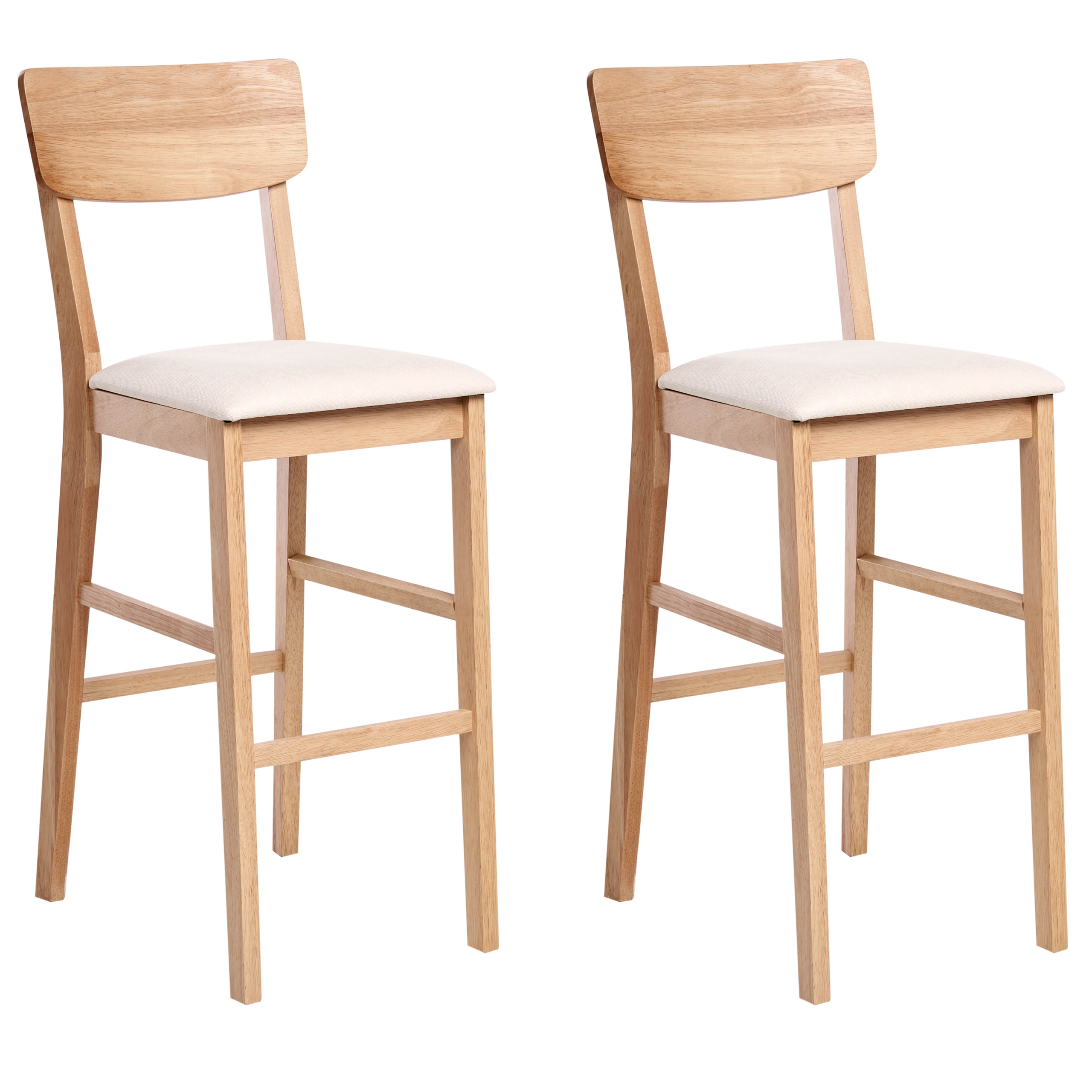 Beliani Conjunto De 2 Sillas De Bar Ambler Madera / Marrón/Claro/Beige , Leroy Merlin