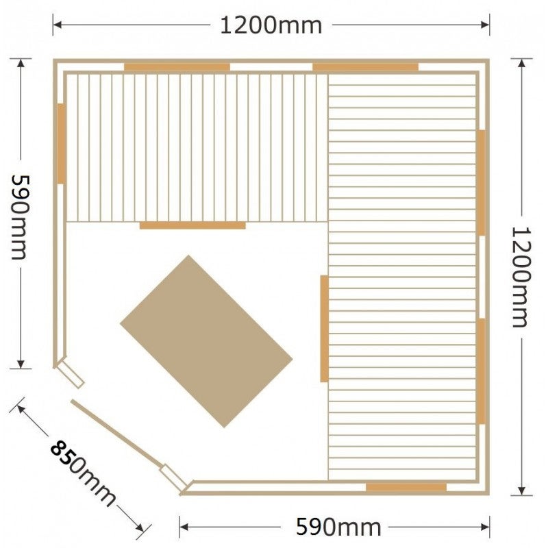 SNÖ Sauna infrarouge d'angle 3 places 2180W Hemlock 9 panneaux carbone - 5