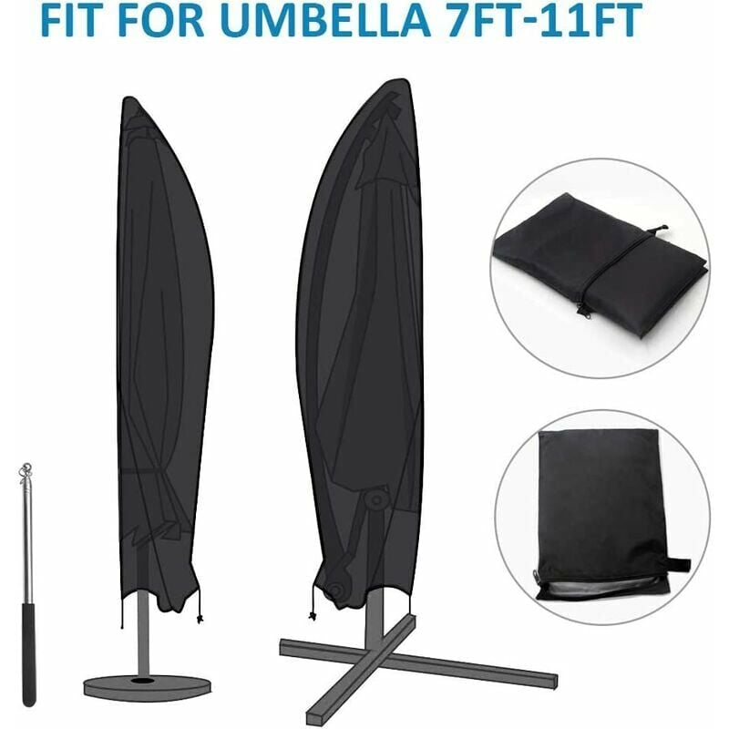 Housse de protection pour parasol déporté 2 à 4 m de large tissu Oxford 210D imperméable à la poussière Résistant aux UV 265x40/70/50cm - 4