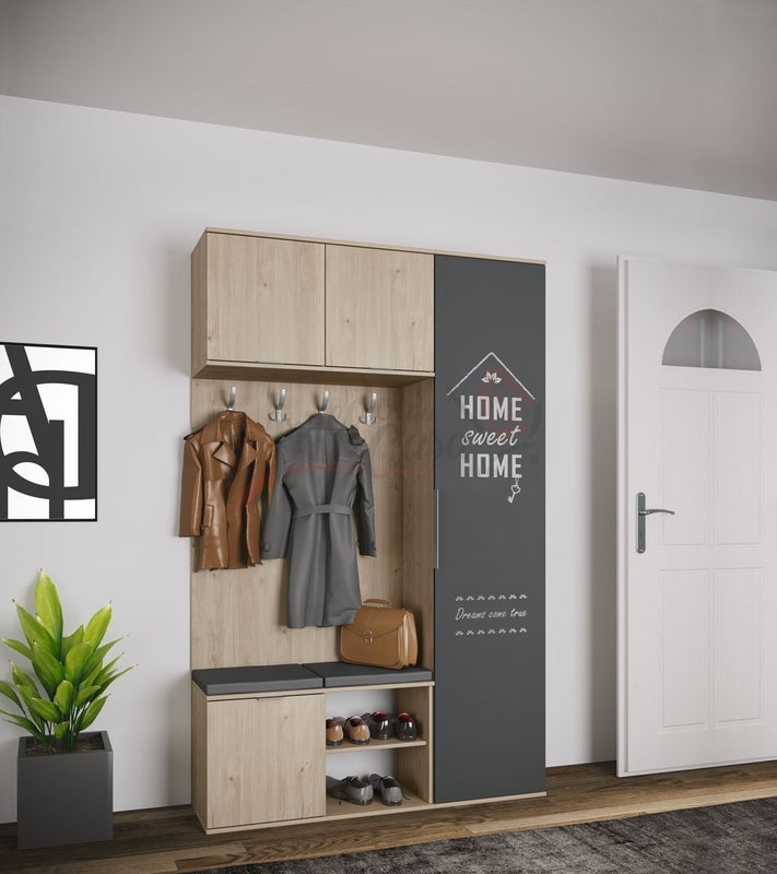 mobile scarpiera da ingresso II7 140x220 rovere chiaro e grigio grafite - 2