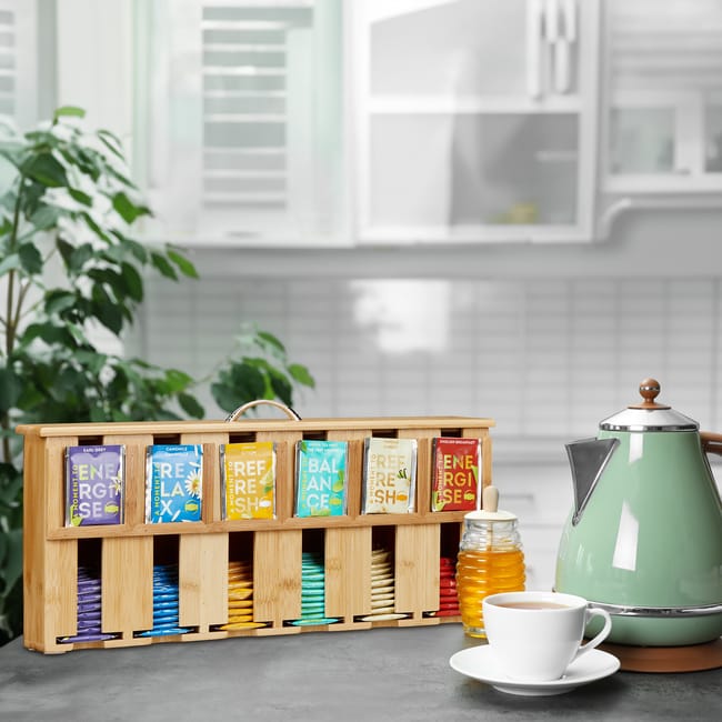 Relaxdays Organizador Bolsas Té, Compartimentos, Almacenamiento