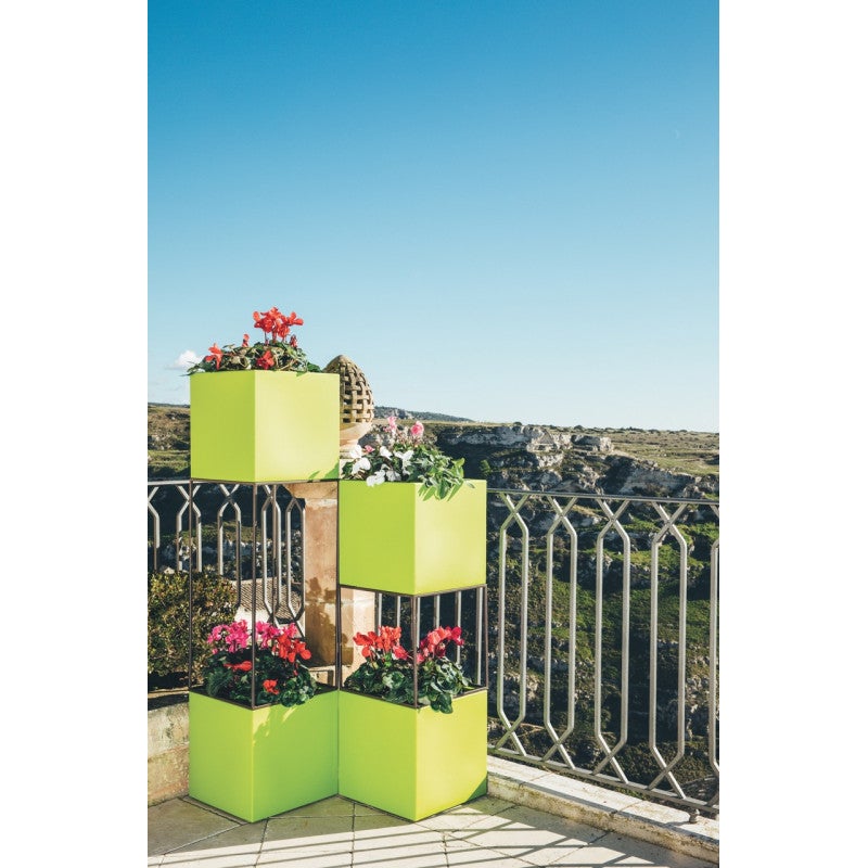 Vase design moderne 40x40 H40 en polymère gris résistant pour intérieur et extérieur - Fabriqué en Italie - Monacis - 4