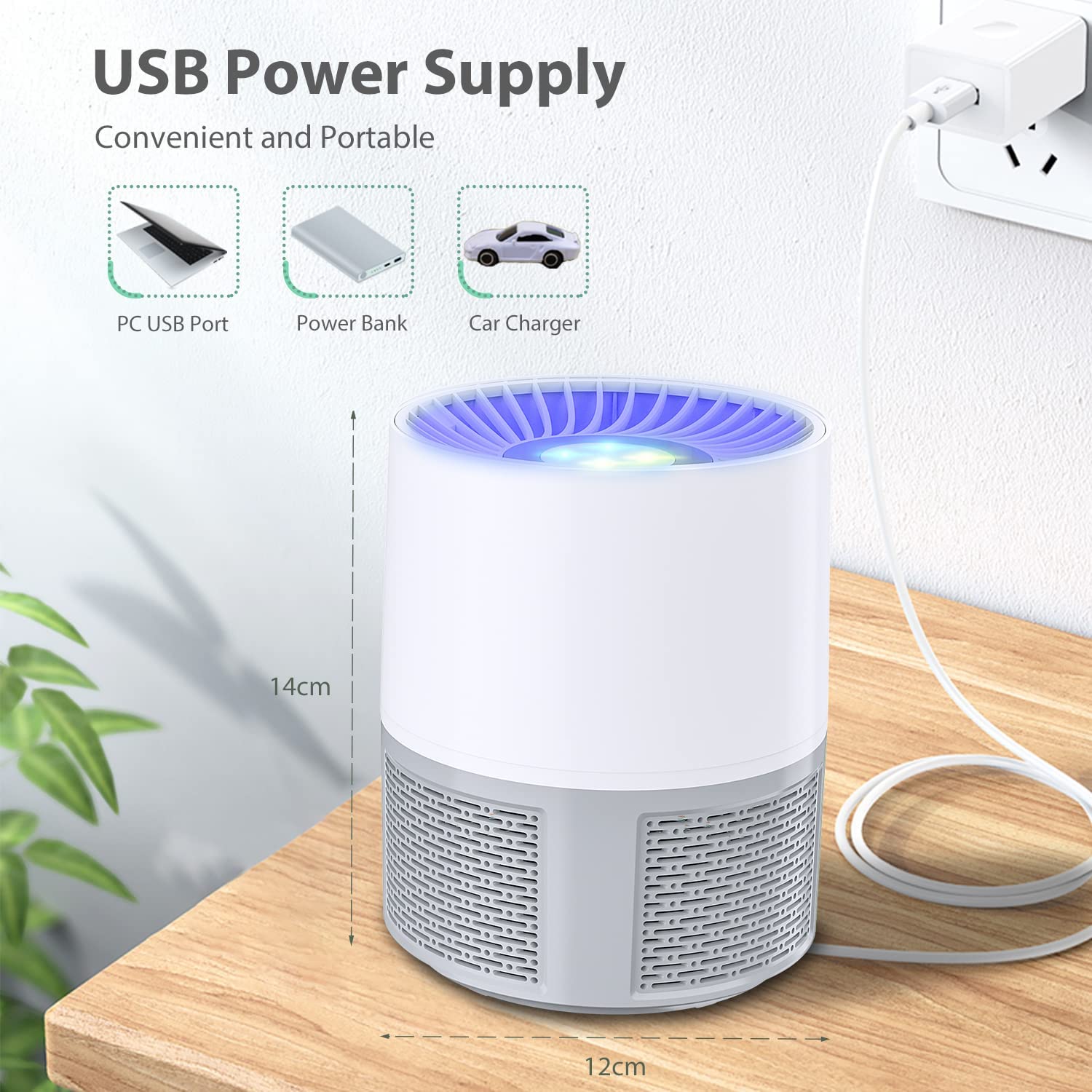 Lampe anti - moustique, anti - moustique électrique extérieur intérieur, anti - moustique électrique USB, anti - moustique efficace sans bruit - 3