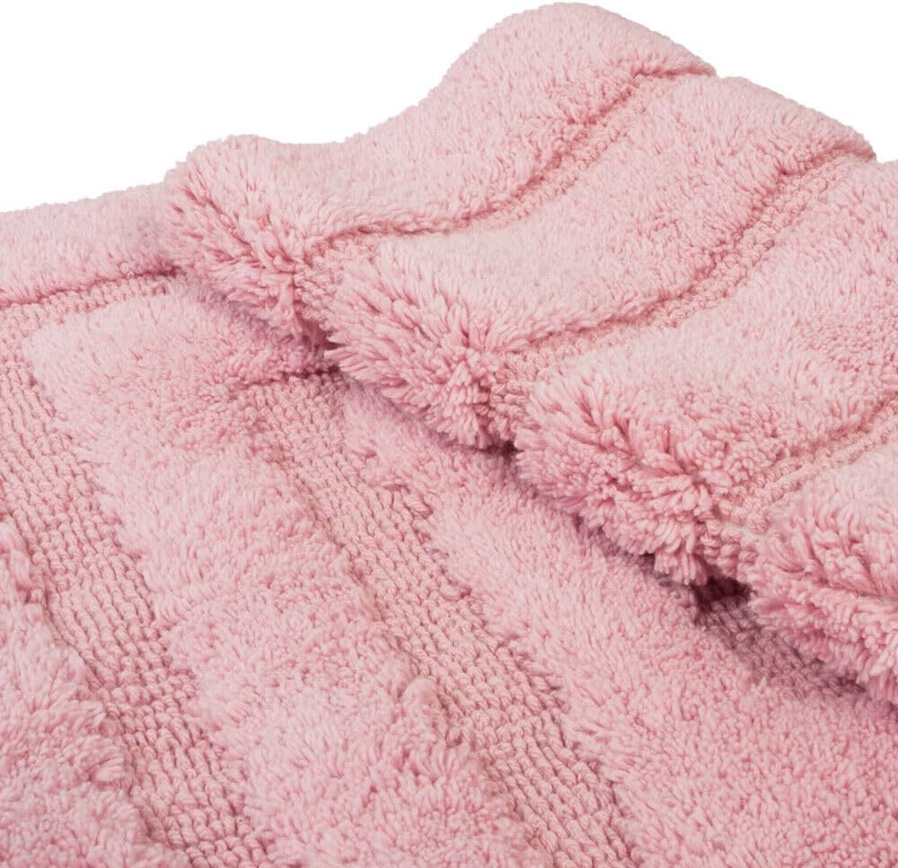 Tapete De Banho Em Algodão Puro 50x110 cm Elegante Luxuoso Macio Tapete De Cabeceira Antiderrapante Rosa - 3