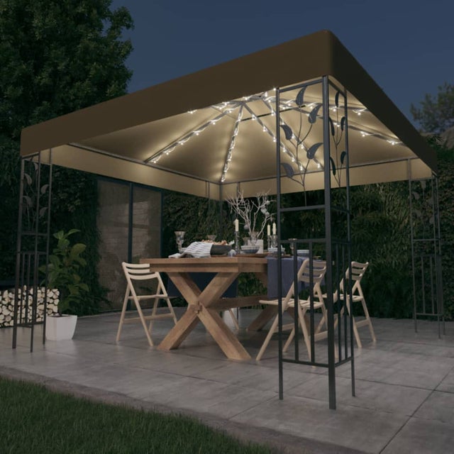 Gazebo da Giardino | Gazebo da Esterno con Luci LED a Stringa 3x3 m Grigio Talpa CFW55442