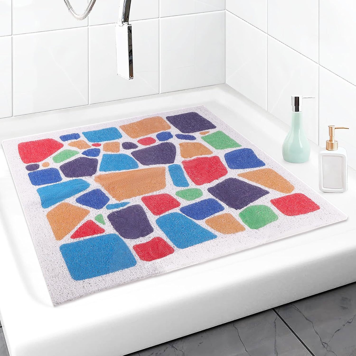 Tappetino Doccia Antiscivolo E Antimuffa Yunzhou – Grigio 60x40 Cm, In PVC Con Drenaggio Veloce E Superficie Luffa - 2