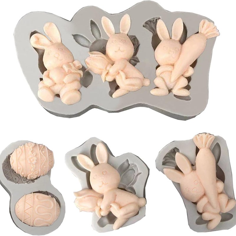 Zestaw 4 silikonowych foremek wielkanocnych, silikonowa foremka w kształcie króliczka, forma do pieczenia w kształcie króliczka, forma do ciasta, sili
