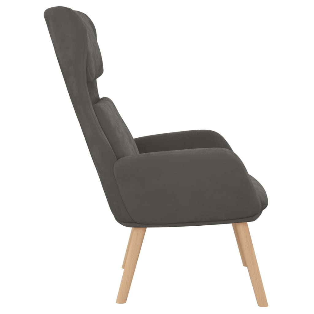 Chaise de relaxation | Fauteuil de relaxation | Chaise de Salon Gris foncé Velours393195 - 4