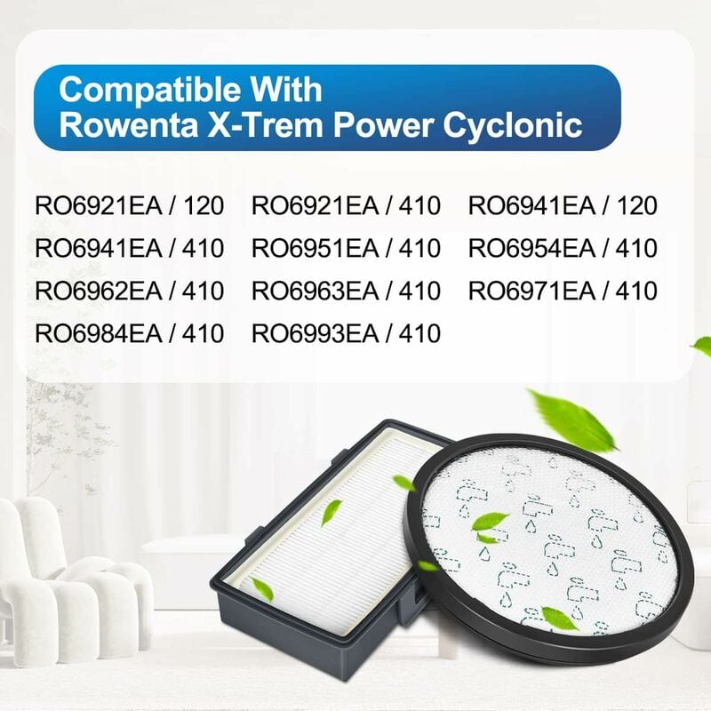 Kit filtres HEPA pour Rowenta X-Trem Power Cyclonic RO6984EA RO6941EA RO6963EA... (Modèle RO69XX) Aspirateurs, Filtre de Rechange Accessoires ZR006001 - 3