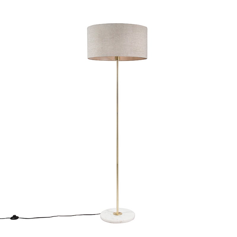 Qazqa nowoczesny lampa podłogowa z kloszem - Kaso - szary, okrągły, max. 60w, kompatybilny z żarówką LED, e27, 165cm, IP20