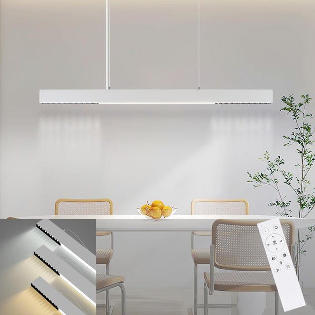 Lampadario a Sospensione NETTLIFE LED 32W Bianco Diam.107CM Moderno in Alluminio Dimmerabile in Altezza Regolabile con Design Lungo e Lineare per