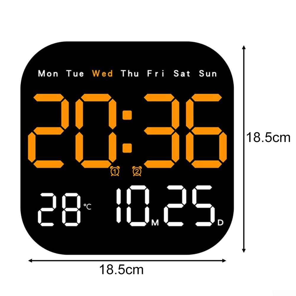 Horloge murale numérique électrique LED avec télécommande, affichage multifonction, réveil, température, date, heure pour la maison - 4
