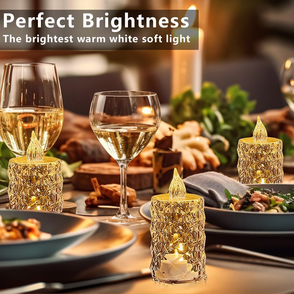 24pcs Bougies Cristal Sans Flamme LED à Piles, Lumière Chaude, Déco Mariage, Table, Demande en Mariage, Porte-Bougie, Maison Romantique - 8