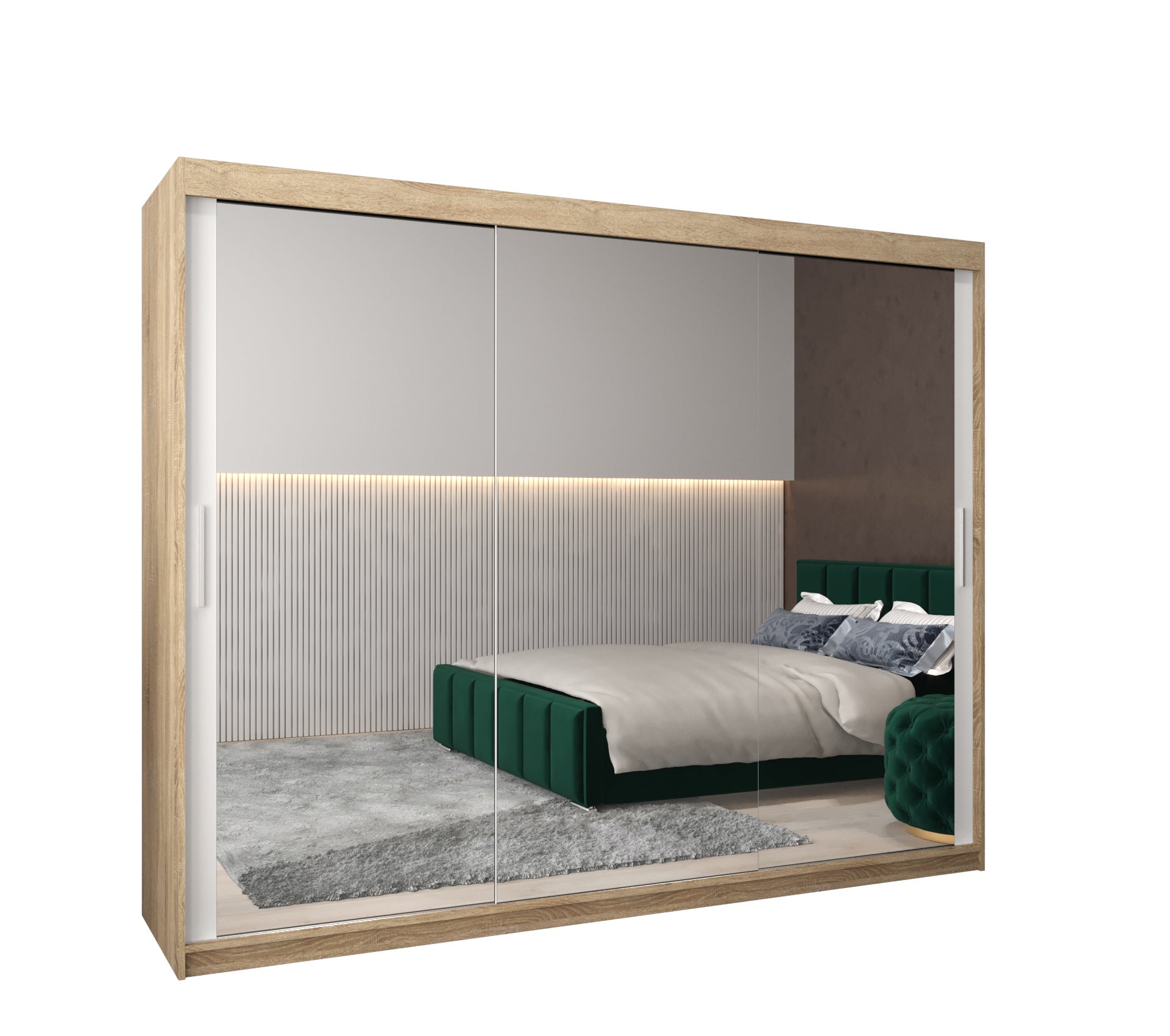 Szafa przesuwna garderoba TOKYO 3 250 x 62 x 200 cm Sonoma + Biały - Abiks Meble