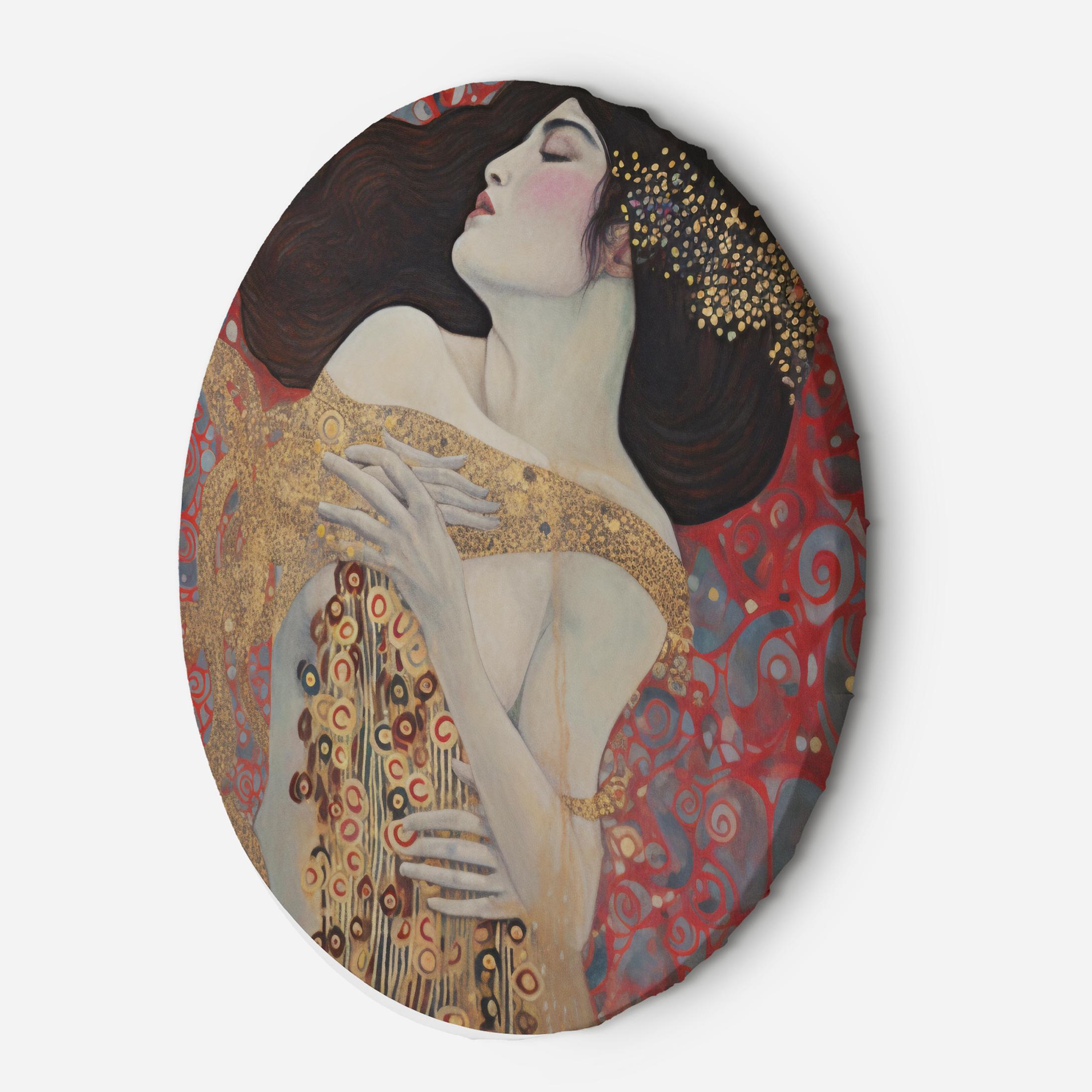 Okrągly obraz, - Kobieta czerwona abstrakcja - G. Klimt 80x80
