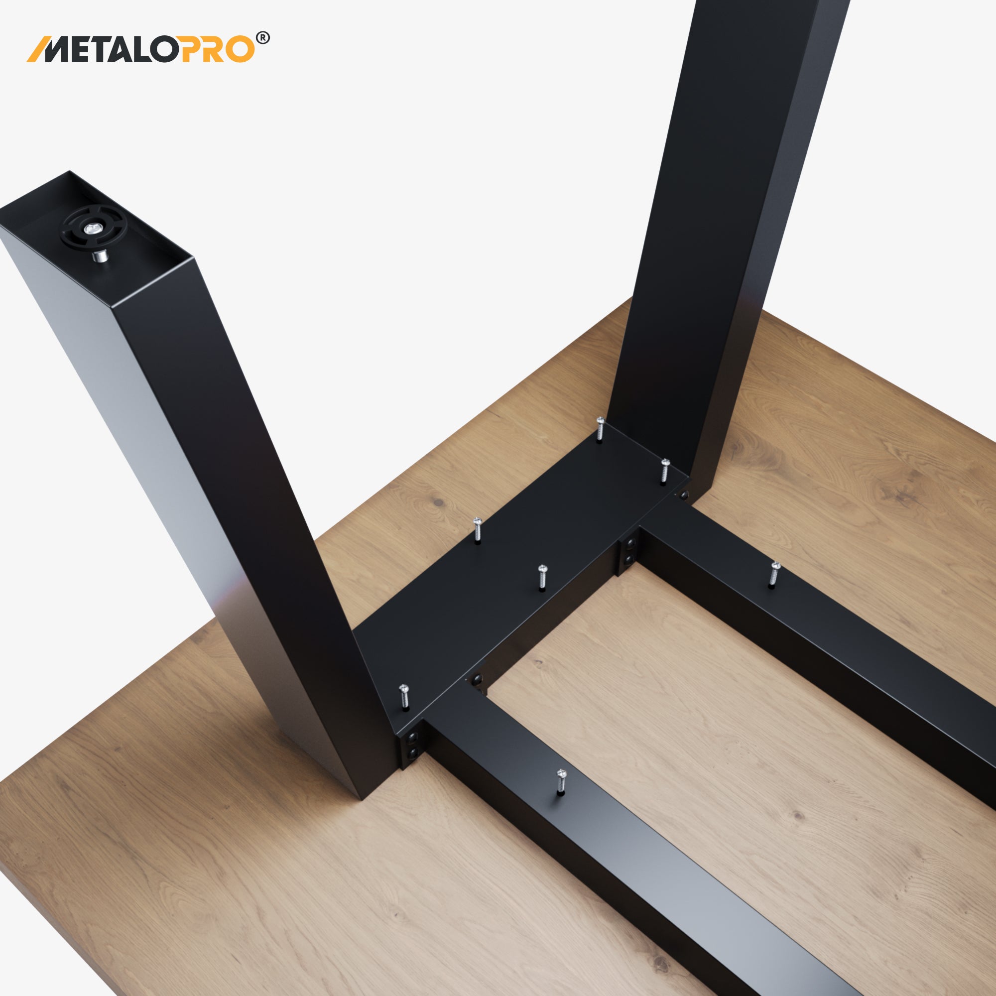 MetaloPro Thusia Extreme - Pieds de table en métal noir, stables, forme trapèze, robustes pour table à manger, bureau et salon - 140x80x72 - 6