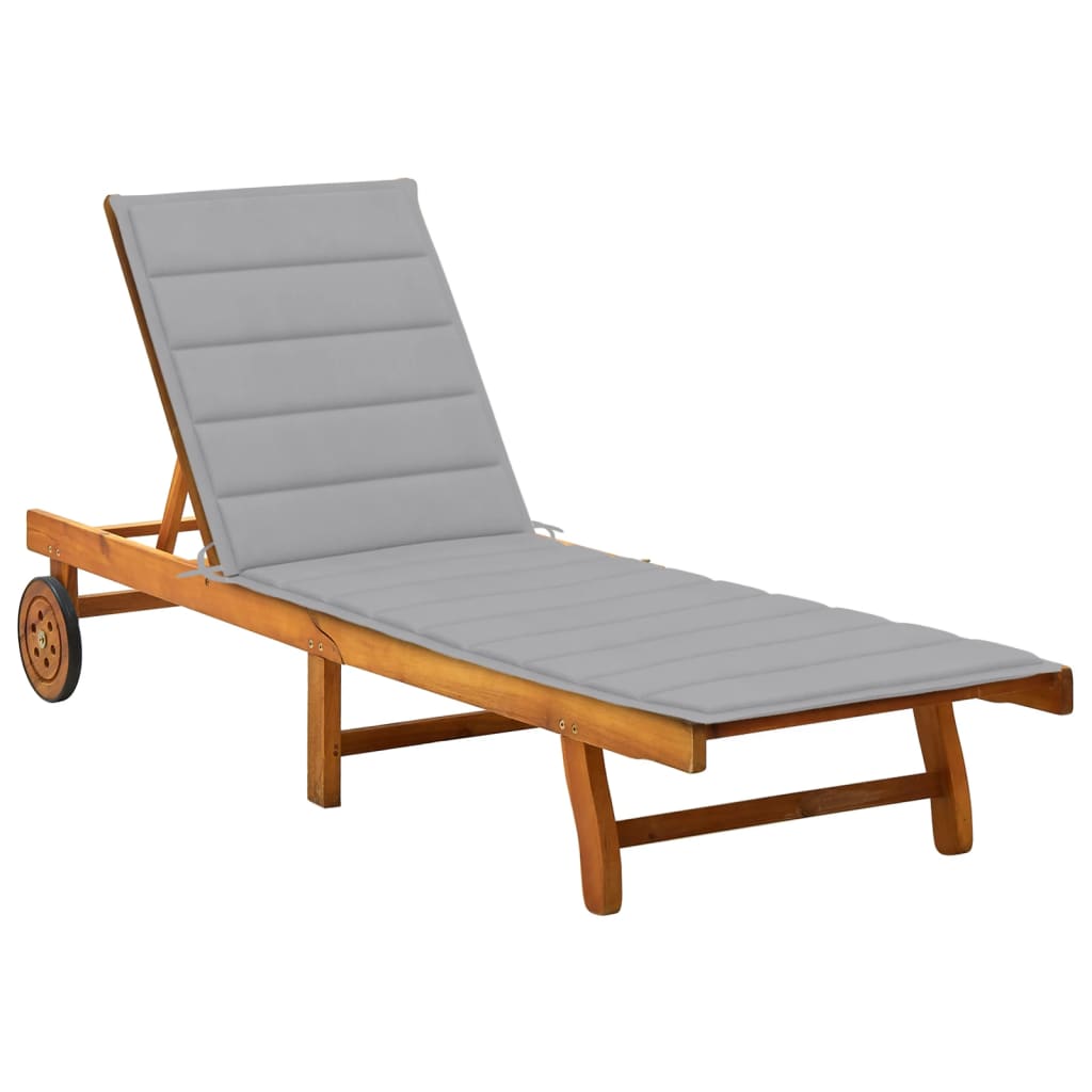 Lettino Prendisole da Giardino | Sedia a Sdraio | Chaise Longue con Cuscino Massello di Acacia CFW601158 - 2
