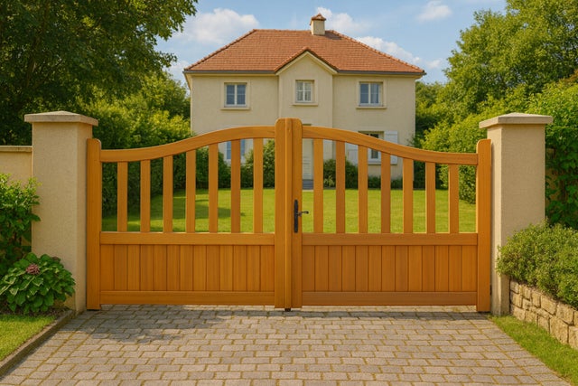 Portail En Bois Ajouree L3m X H1,10/1,30 M Gd Menuiseries