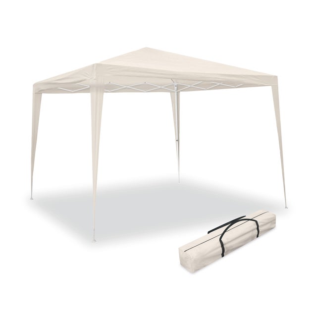 Carpa Plegable 3x3 m Beige – Resistente al Agua - Incluye Vientos y Piquetas de Fijación