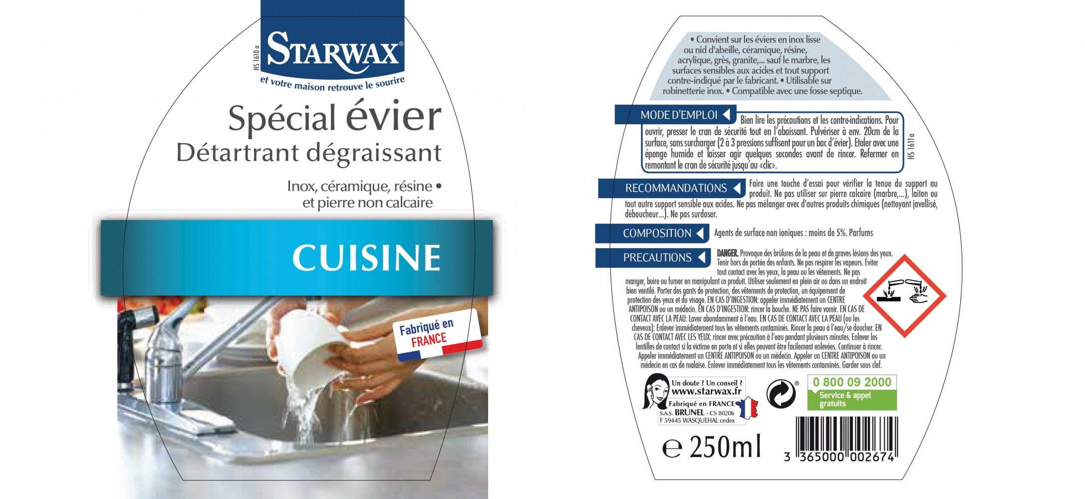 Détartrant degraissant special evier 250ml 267 STARWAX 0.25 - 2