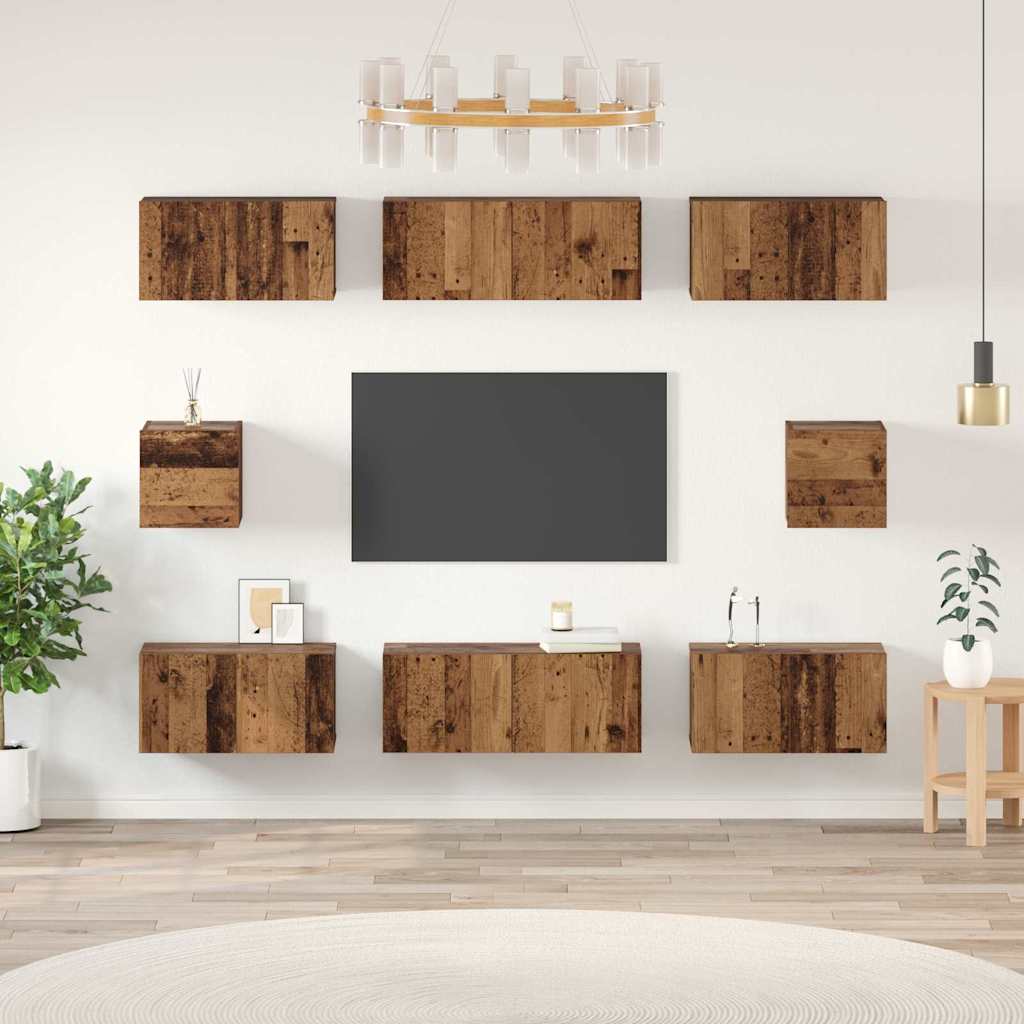 Zestaw szafek RTV 8 pcs Stare drewno Materiał drewnopochodny vidaXL