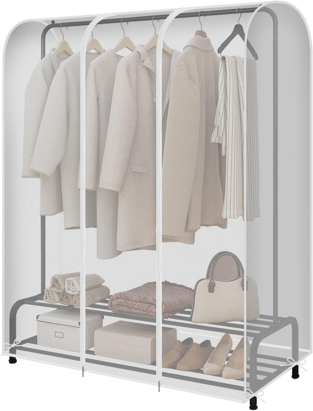 Przezroczysty pokrowiec na wieszak na ubrania z 2 wytrzymałymi zamkami błyskawicznymi, łatwy do otwierania i zamykania, wodoodporny, 150x50x150 cm