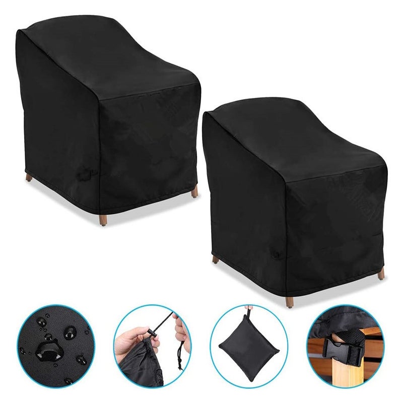 (2 sztuki) Pokrowiec na krzesło ogrodowe, wodoodporny, 210D, 97 x 79 x 74 cm