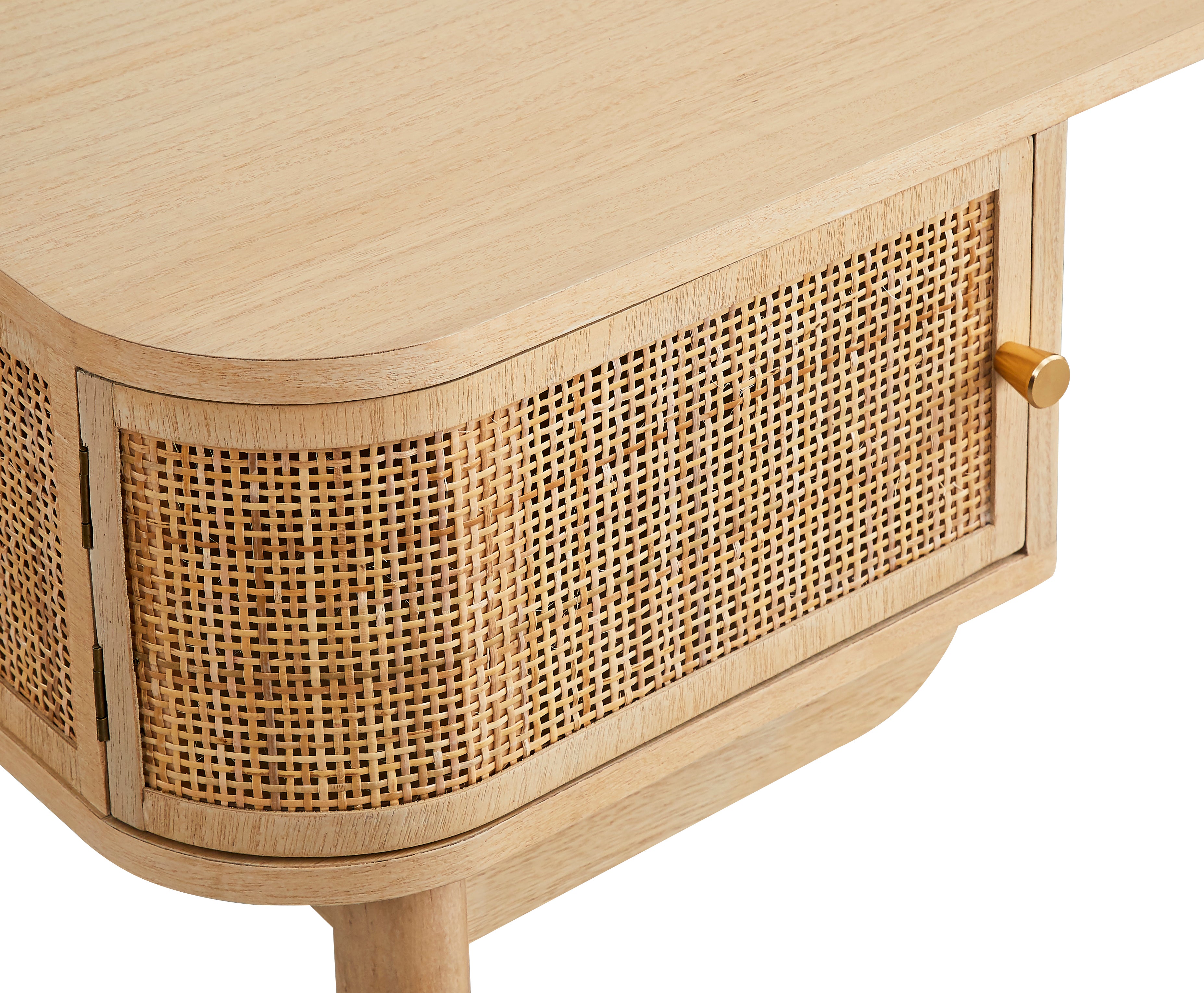 Nordlys - Bureau en Bois avec 2 Portes Rotin Marron - 7