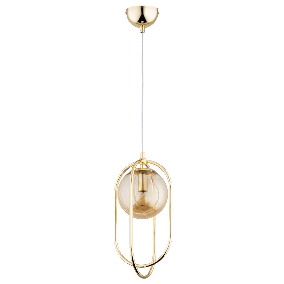 Lampa wisząca Binar złoto-bursztynowa 1xE14x10W szklany klosz wym: 95 x 18,5 x 18,5 cm metal Alfa