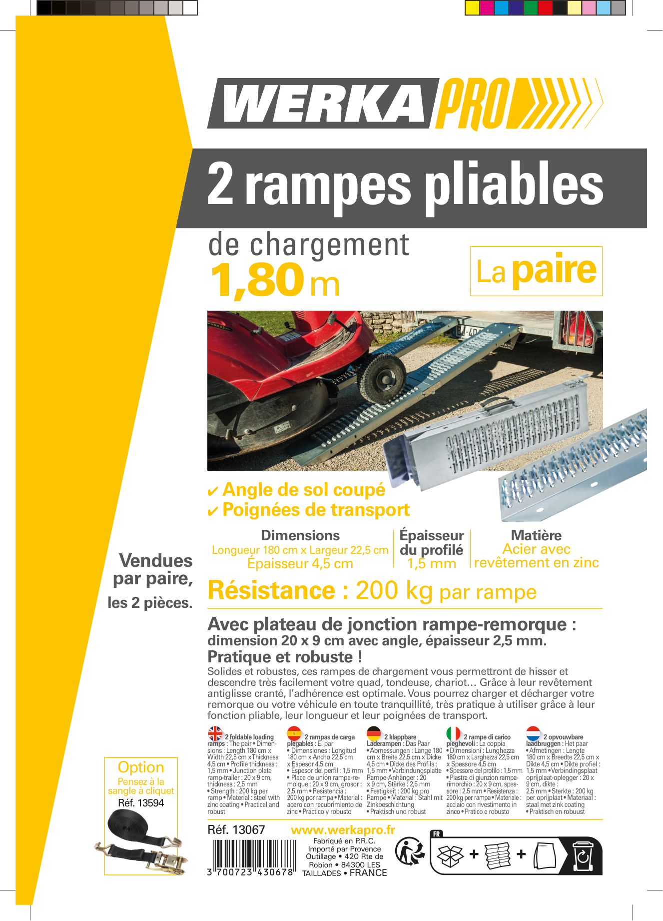 Rampe de chargement pliante WERKA PRO 180 cm 2 pieces 400 kg - 5