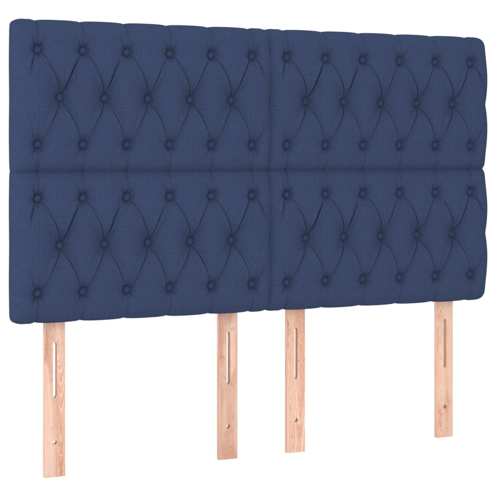 Cadre de lit sans matelas bleu 160 x 200 cm, tissu - 9
