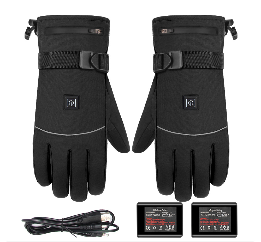 Gants Chauffants Moto Rechargeables - 3 Niveaux De Chaleur (45°C à 65°C) - Batterie 4000mAh - Écran Tactile - Coupe-vent - 5