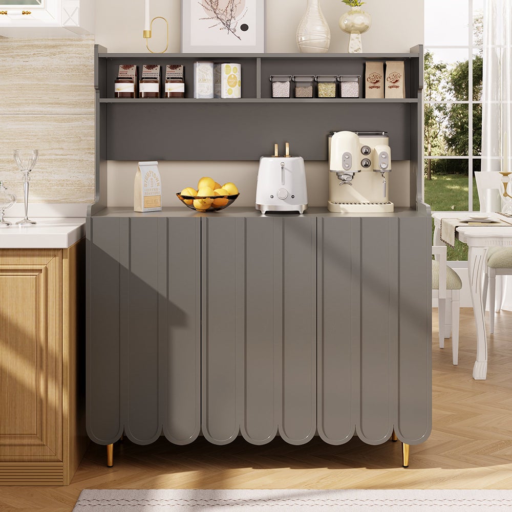 Moimhear Credenza In Legno 120x40x90 Cm - Armadio Con Ante In Rattan E Cassetti, Bianco, Per Soggiorno E Cucina