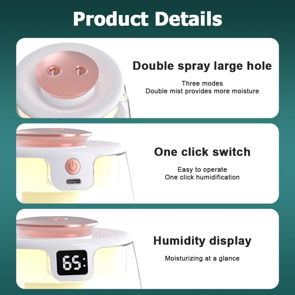 Humidificateur Brume Froide 1,3L Chambre Bébé Avec UV Et Écran Digital - Silencieux 20dB