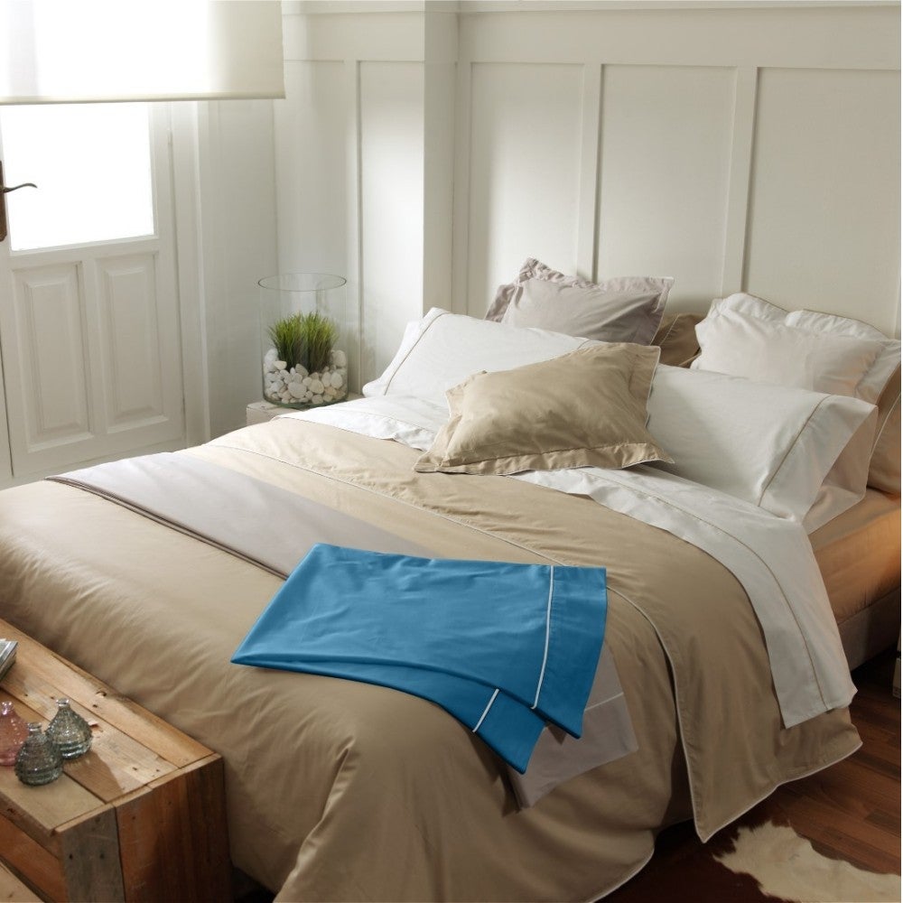 Nalui Sábana Encimera Cama 135/140 azul 100% Algodón 180 Hilos, Suave, Fresca, Transpirable, Lavable a 30ºC - 6