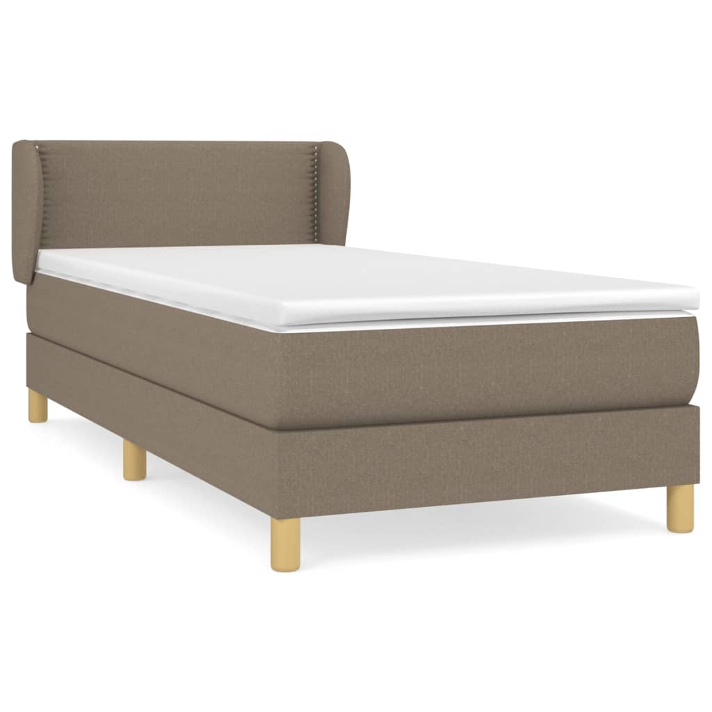 Maison Exclusive - Sommier à lattes de lit avec matelas Taupe 90x190 cm Tissu - 2