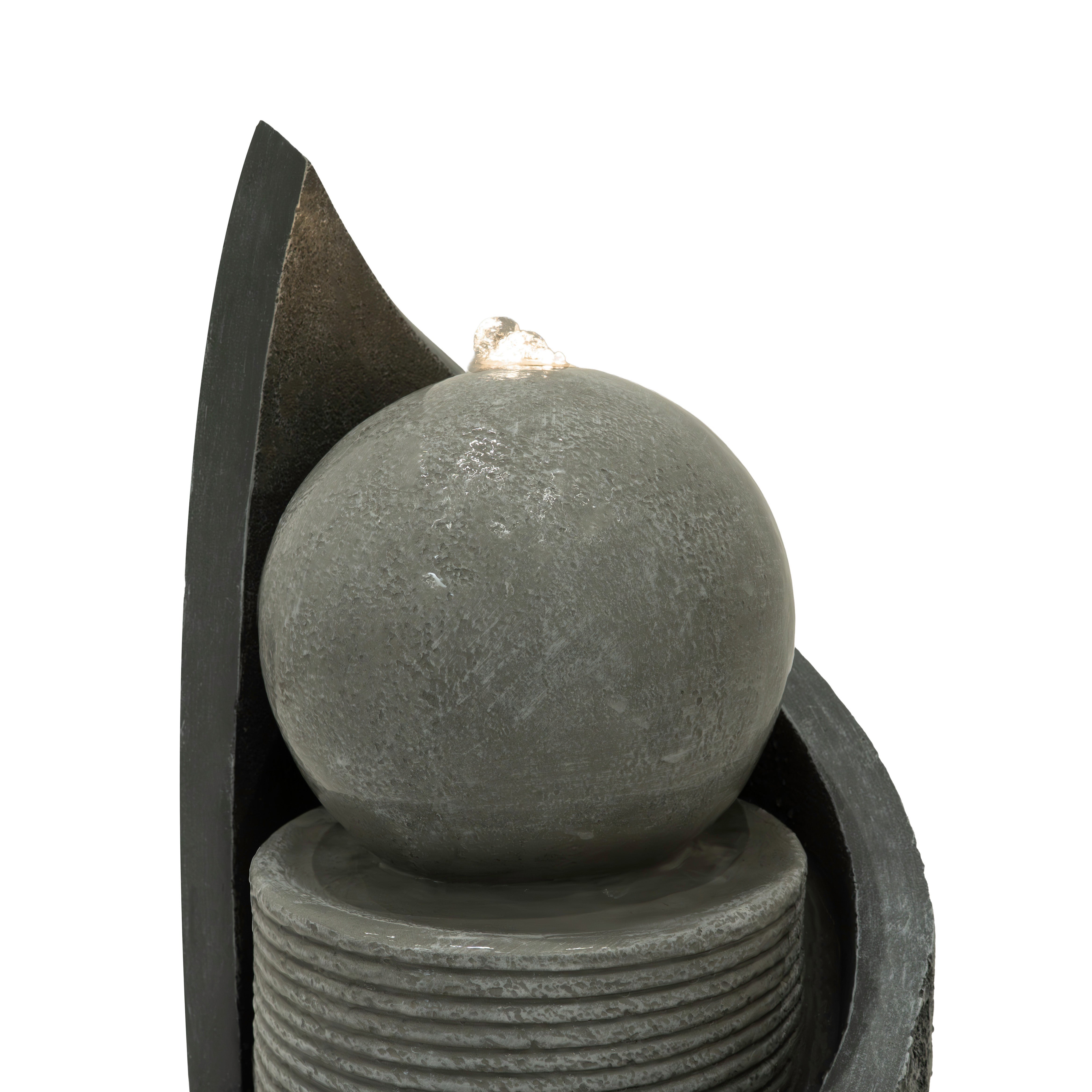 Fontaine de Jardin Cascade Électrique Extérieure Polyresine Gris 4 Lumières LED Blanc Chaud Pompe à Brancher Câble de 7 - 7