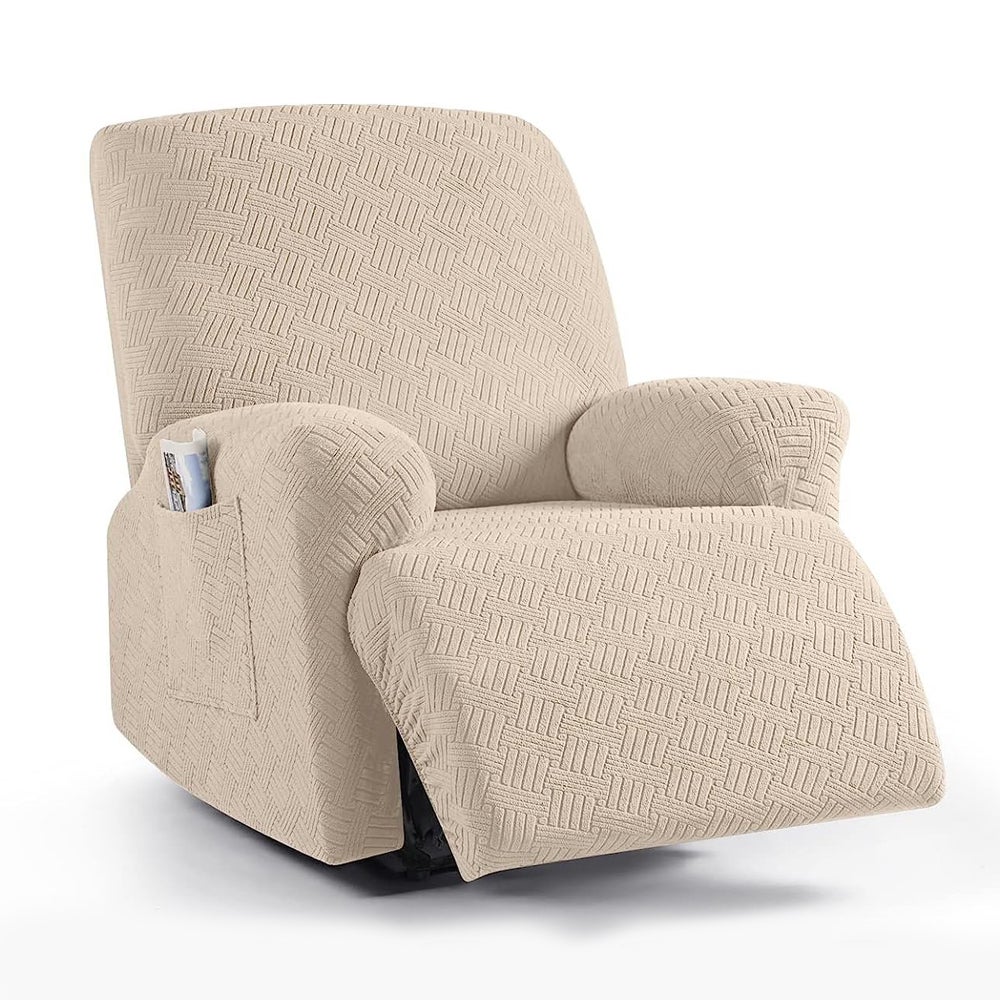 Housse de Fauteuil Relax Haute élasticité pour Fauteuil Relax inclinable 4 pièces avec Poches latérales, 1 Place, Style S - Maison