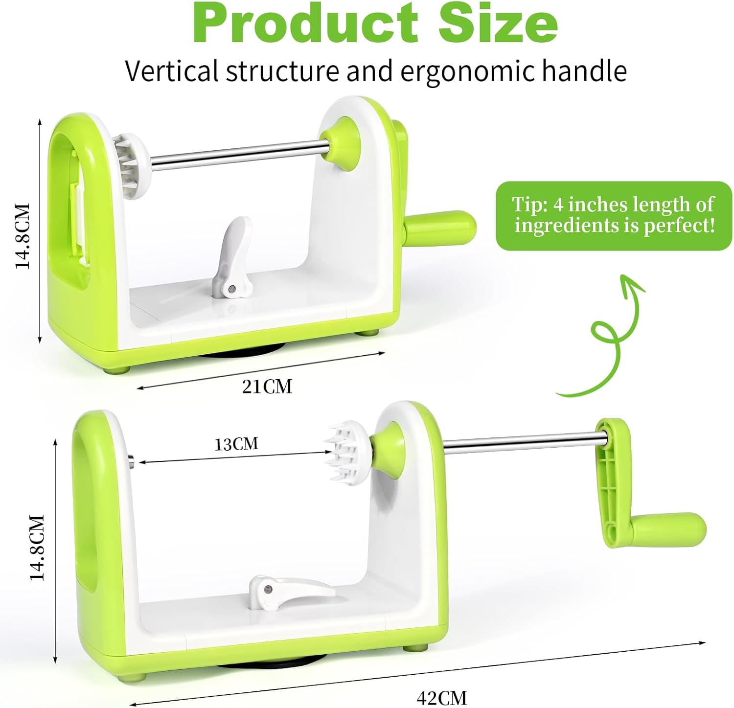 Taglia Zucchine Spaghetti Rvtkak Spiralizzatore Verdure 4 In 1 - Taglia Verdure A Spirale Con Contenitore Per Zucchine, Carote E Cetrioli Spaghetti Di Zucchine Attrezzo