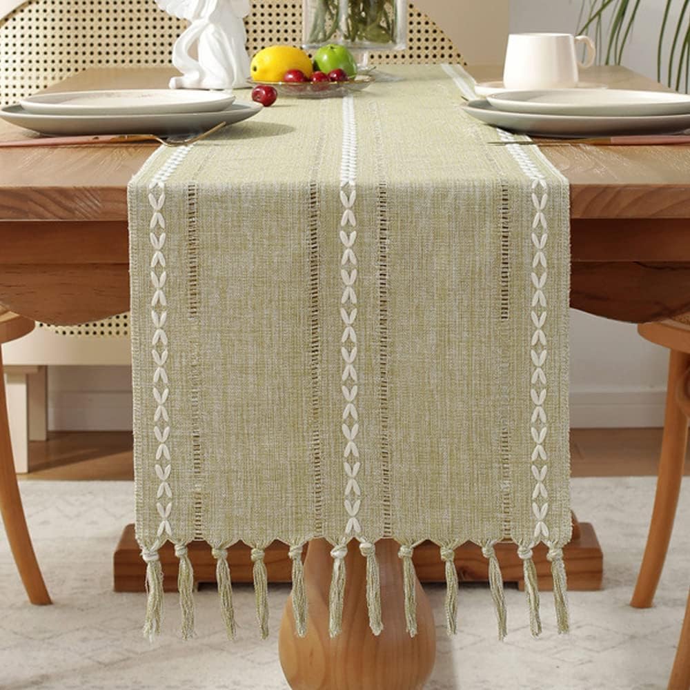 Camino de mesa de yute 33 * 240 cm camino de mesa bohemio chic camino de mesa de macramé beige camino de mesa rectangular