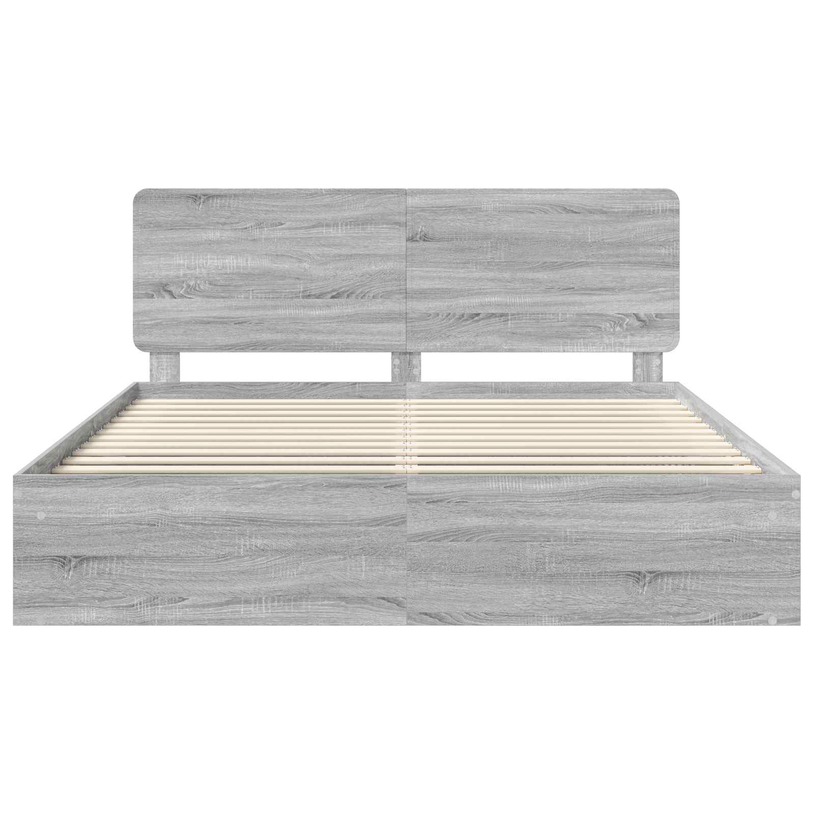 Cadre de lit gris en bois de pin massif pour la chambre, 200 × 200 cm - 7