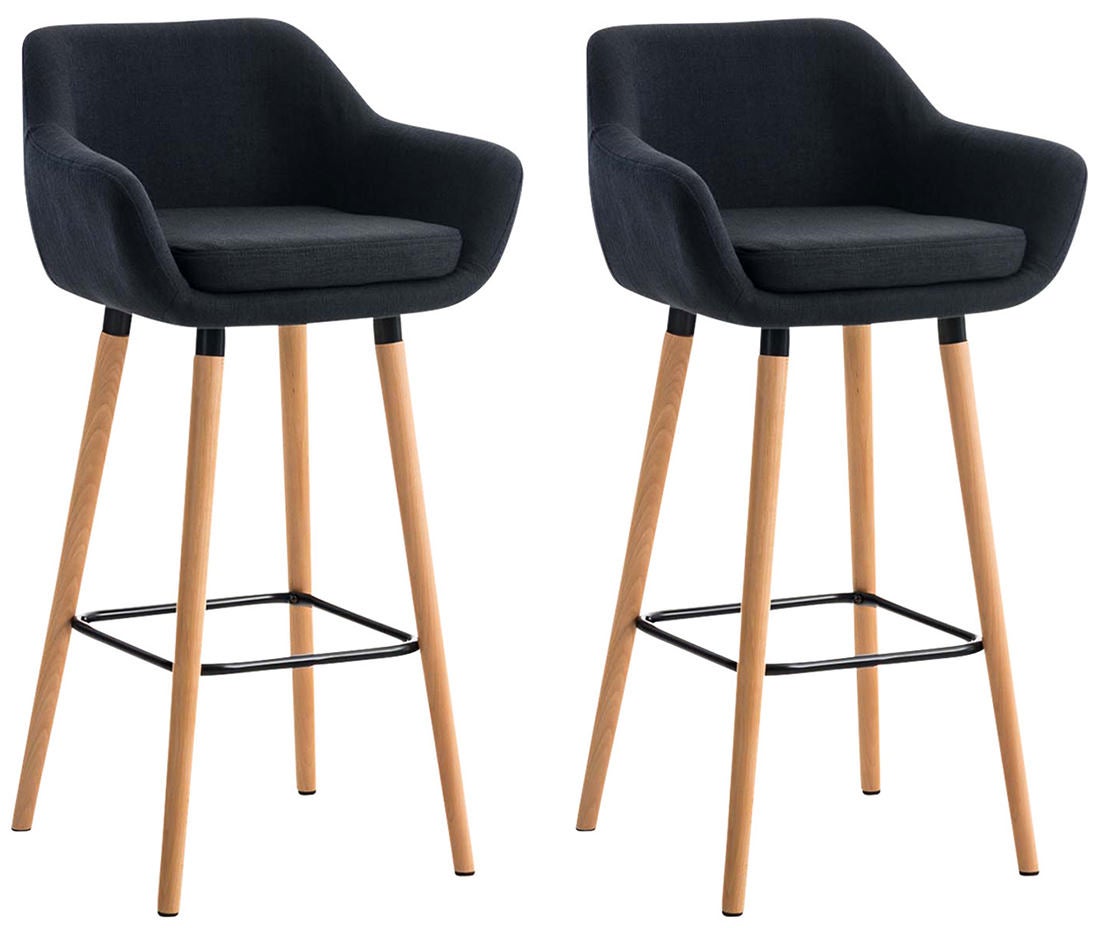 Lot De Tabourets De Bar Design Et Confortable En Tissu Noir Avec