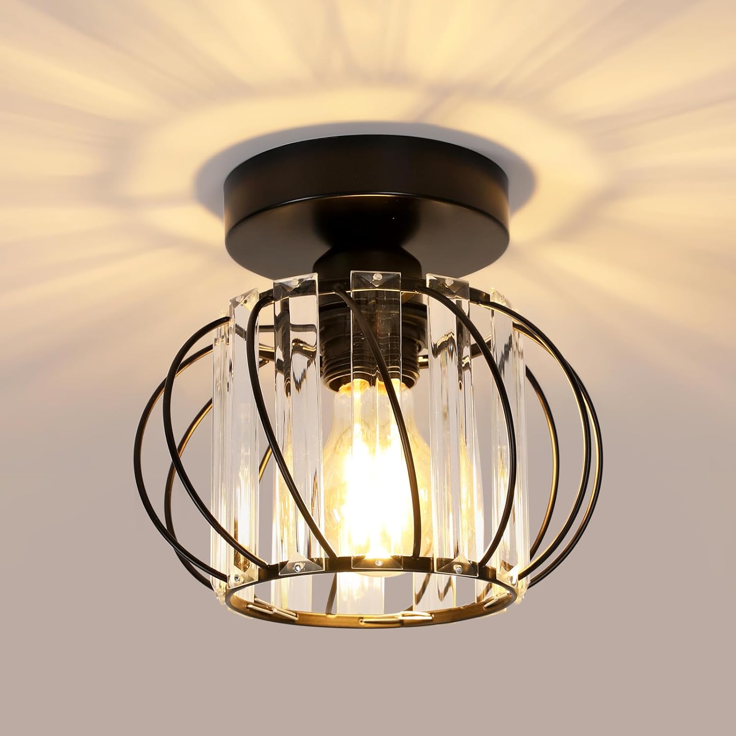 Plafonnier cristal moderne E27 LED mini lustre – noir – cuisine, salle ...