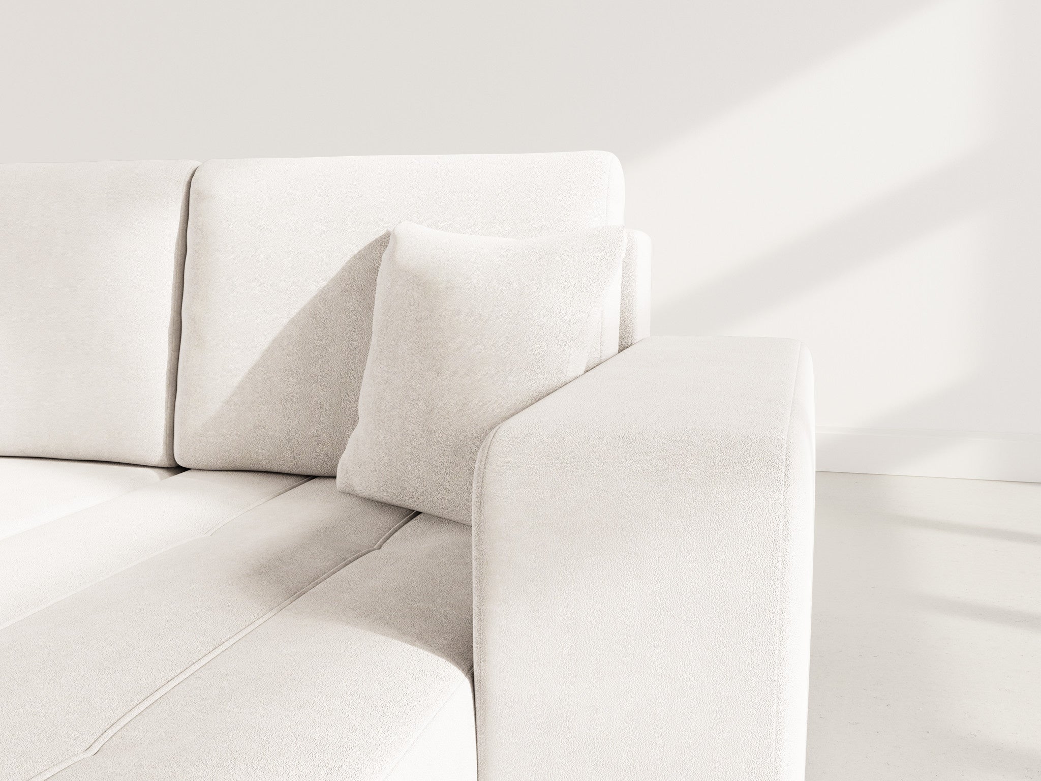 Canapé d'angle convertible 4 places en tissu beige - NICOLE - Best Mobilier - 5