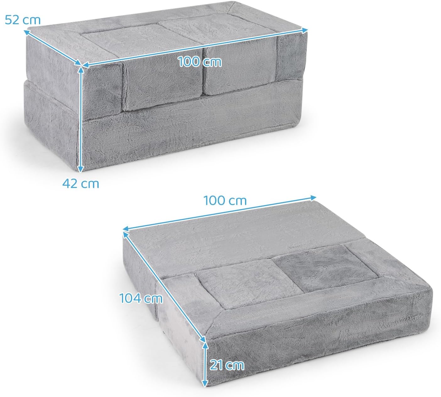 Modułowa Sofa dla Dzieci 2-Osobowa, Rozkładana Sofa z Pianki z Podłokietnikami, Zmywalny Pokrowiec, Fotel dla Dzieci Przekształcany w Pluszową Zabawkę - 6