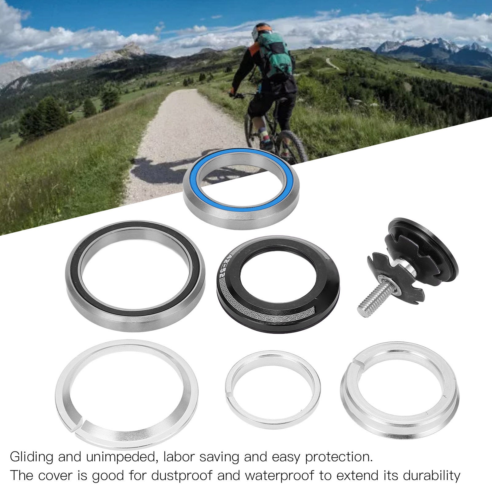 Keenso 2pcs Roulements Casque Vélo 41.8mm - Acier Double Scellé | Route, VTT | Protection Eau/Poussière