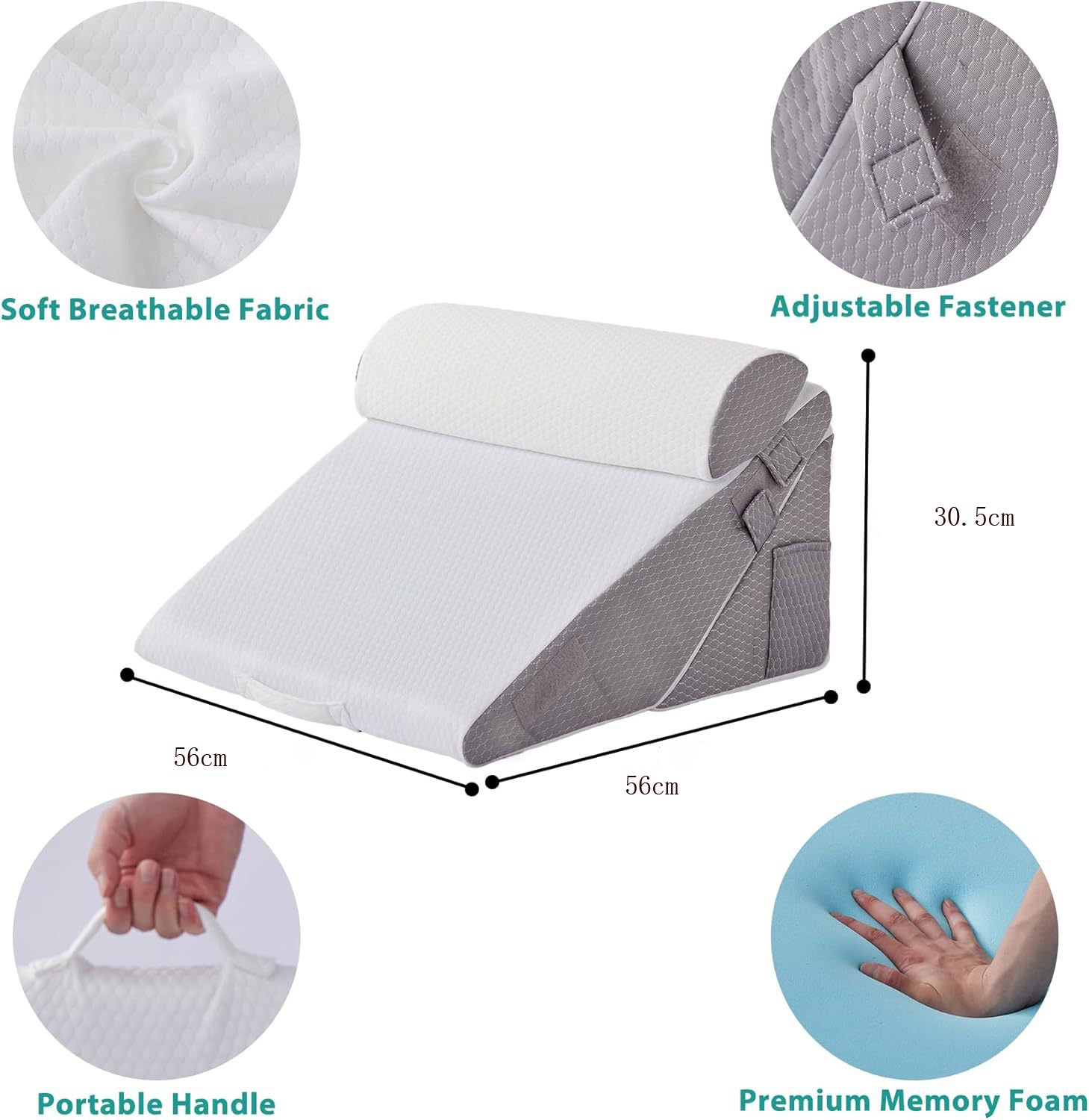 Ensemble de trois coussins postopératoires en forme de coin,Coussin en forme de coin ajustable, idéal pour dormir, incliner la tête de lit et - 3