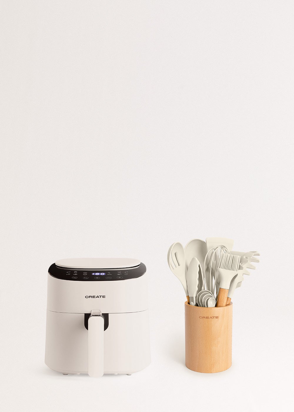CREATE - Pack AIR FRYER PRO COMPACT 3.5 L + Komplet akcesoriów kuchennych - Blanc cassé