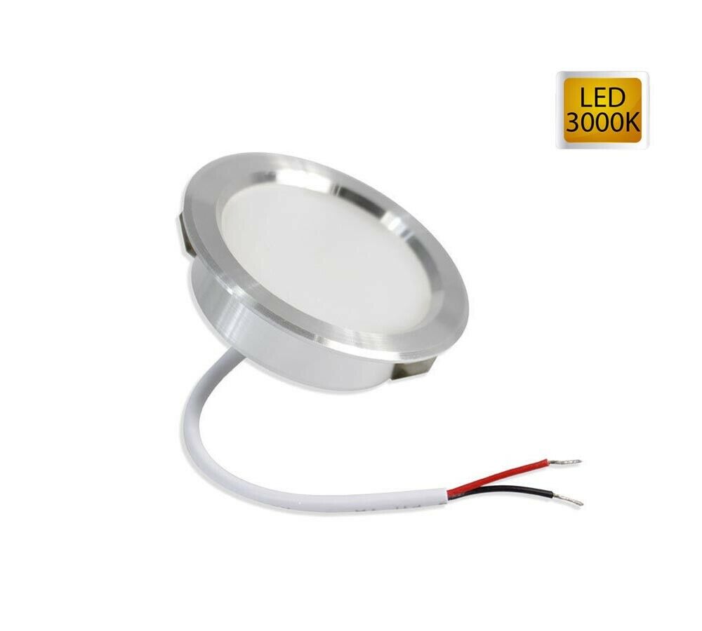 FARETTO LED 3 W LUCE CALDA A INCASSO ROTONDO OPACO BORDO ARGENTO P60-C - 3