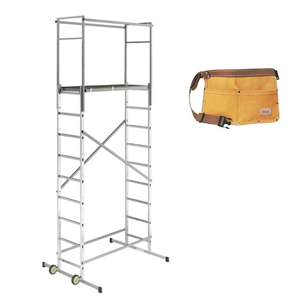 Ceinture à Outils En Cuir Avec Porte-marteau Et 4 Outils Lourds - Pour échafaudage, Chantier, Bricolage